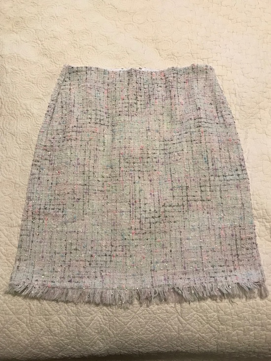 Elle Dresses & Skirts - Elle white pastel tweed midi length lined skirt with fringe hem & pockets! (6)